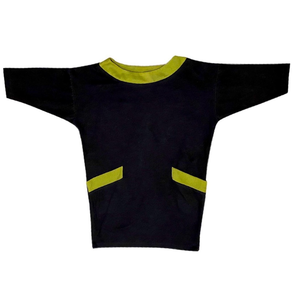 COPY - True Vintage 60s 70s Long Sleeve Black & Green Midi Go-Go Dress Size M